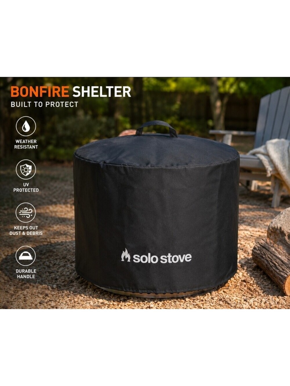 Solo Stove Bonfire Shelter Black Weatherproof Cover Open Box New Unused OEM